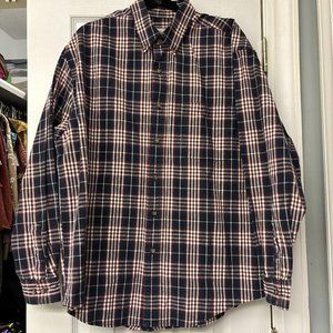 Eddie Bauer Shirt Mens Large Cotton Long Sleeve Button Up Heavy Plaid Vintage